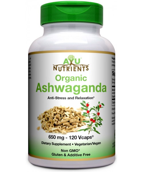 Organic Ashwagandha 650 mg - 120 Veggie Capsules